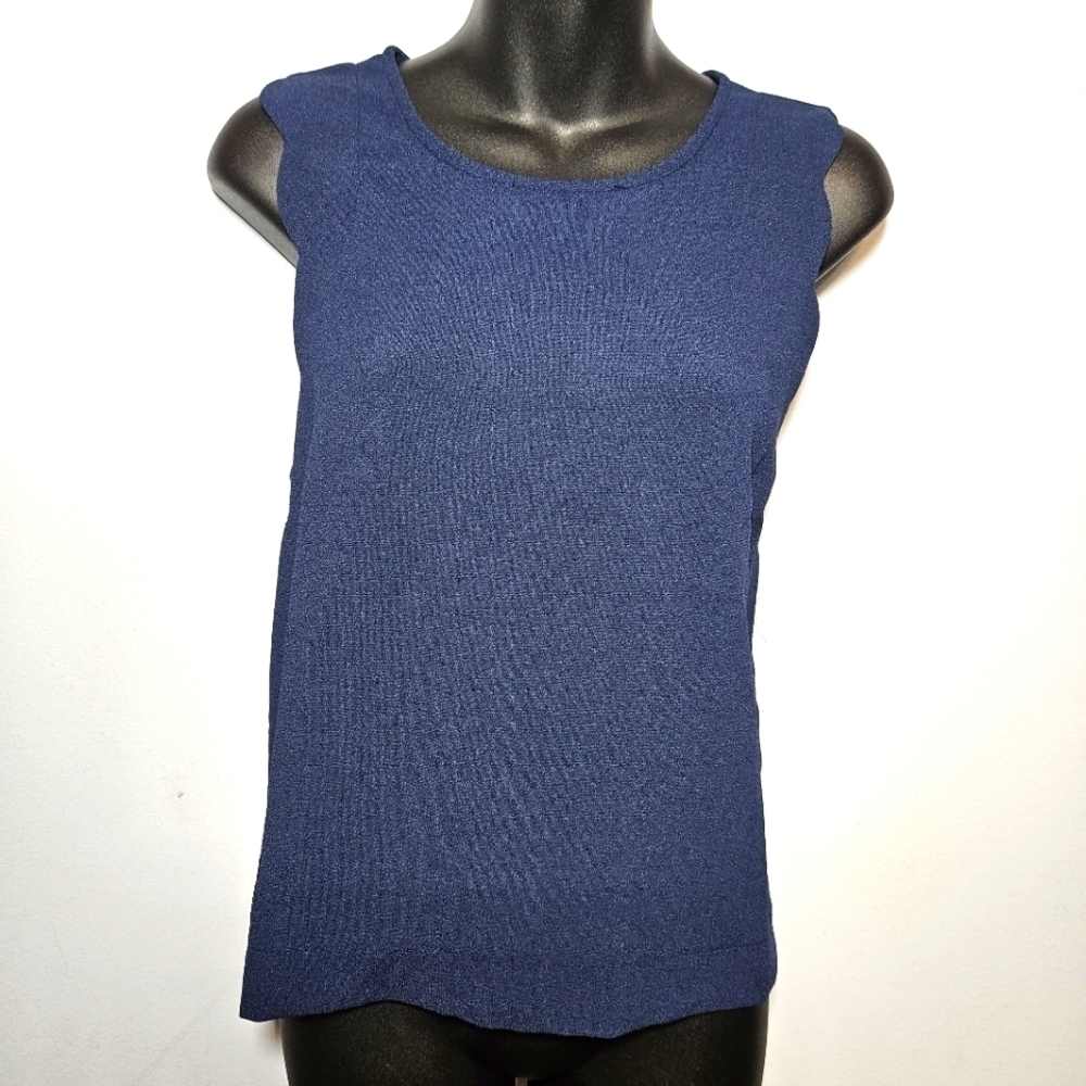 Navy Blue Monteau ruffled blouse size large